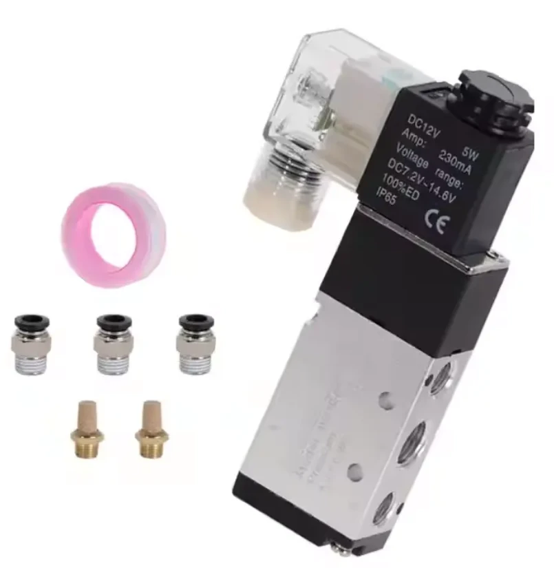 Katup solenoid pneumatik 5 arah 2- Posisi kontrol udara 12v 24v