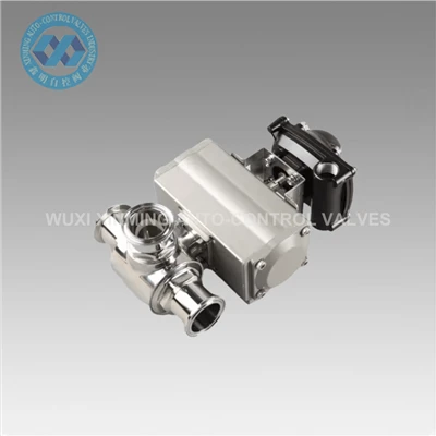 LT katup bola tiga arah pneumatik stainless steel