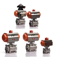Pneumatik Aktuator Internal Stainless Steel 316 3 PCS katup bola dua arah pneumatik