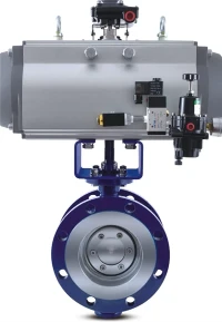 Katup kupu-kupu dan piston aktuator pneumatik