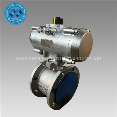 Katup bola flanged pneumatik akting tunggal