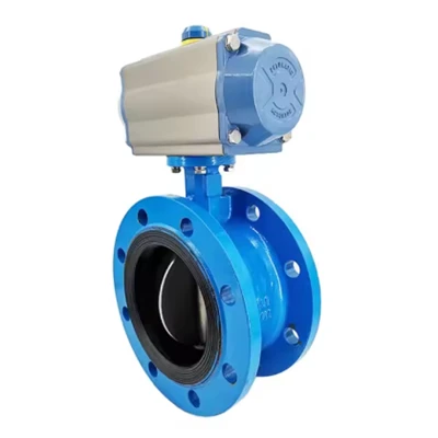 Katup Kupu-kupu Flange Eksentrik Ganda Pneumatik yang Kokoh dan Andal