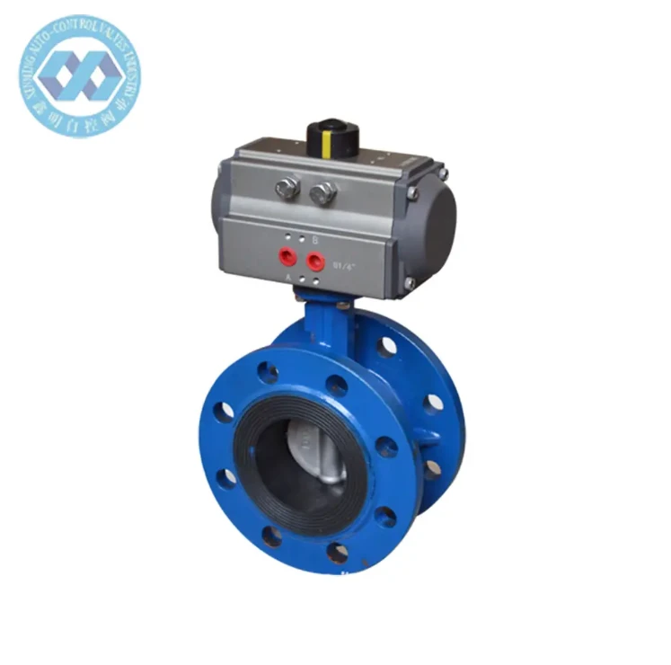 3 Way Pneumatic Soft-Seal Flange Dutile Iron Butterfly Valve